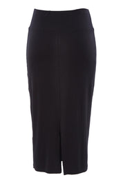 Product shot of the Softly Swinging Bamboo Tube Skirt in colour Black (Black), from the back
