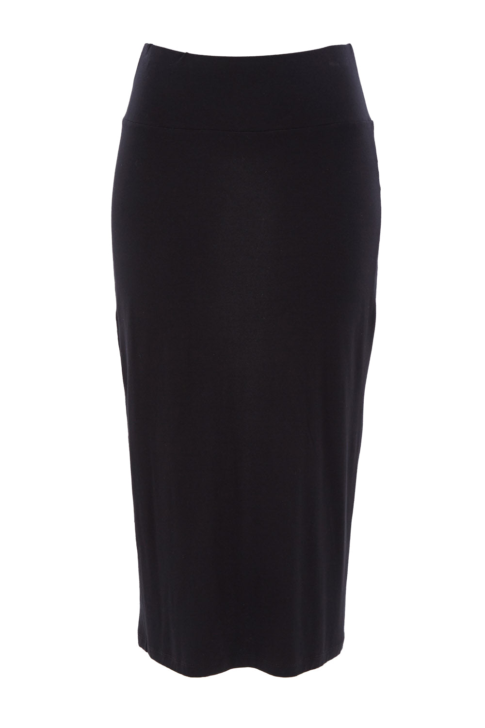 Product shot of the Softly Swinging Bamboo Tube Skirt in colour Black (Black), from the front