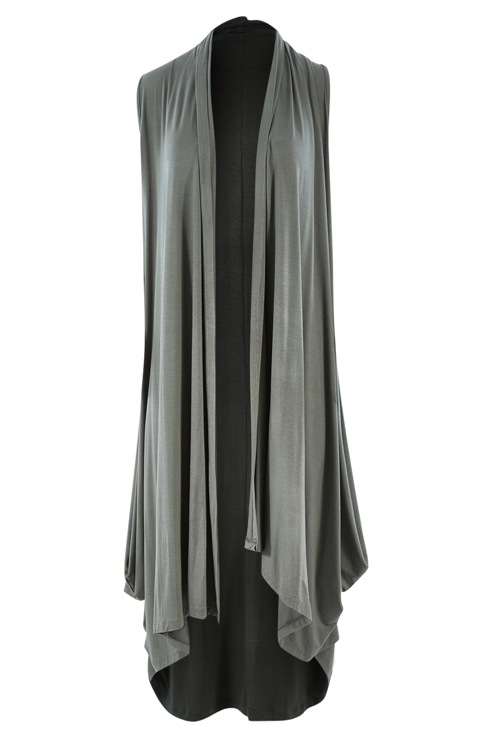 Product shot of the Softly Swinging Bamboo Vest in colour Fern (Green), from the front