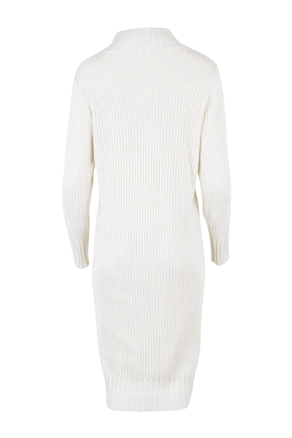 Product shot of the With My Crew Sweater Dress in colour Snow (White), from the back