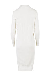 Product shot of the With My Crew Sweater Dress in colour Snow (White), from the back