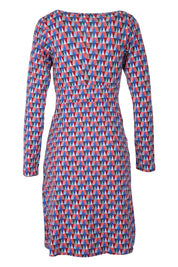 Product shot of the Lucia Dress in colour BlueFlags (Blue), from the back
