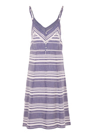 Product shot of the Orla Dress in colour Mohalo (Blue), from the back