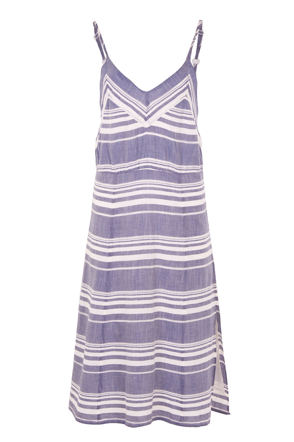 Product shot of the Orla Dress in colour Mohalo (Blue), from the front
