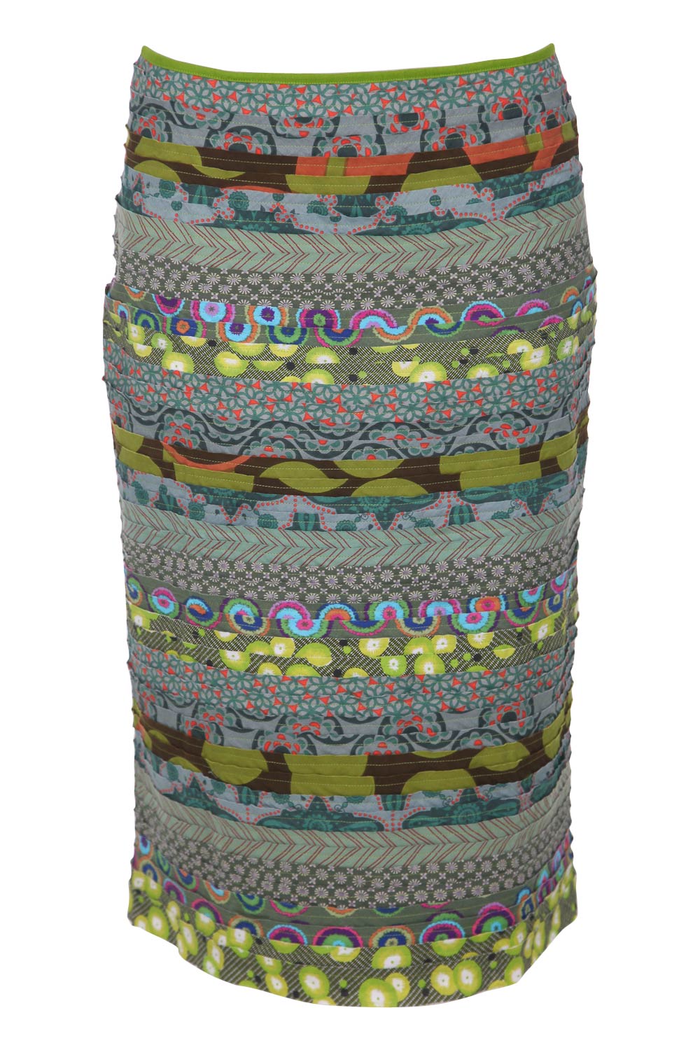 Product shot of the Pencil Cleo Skirt in colour Green (Green), from the front