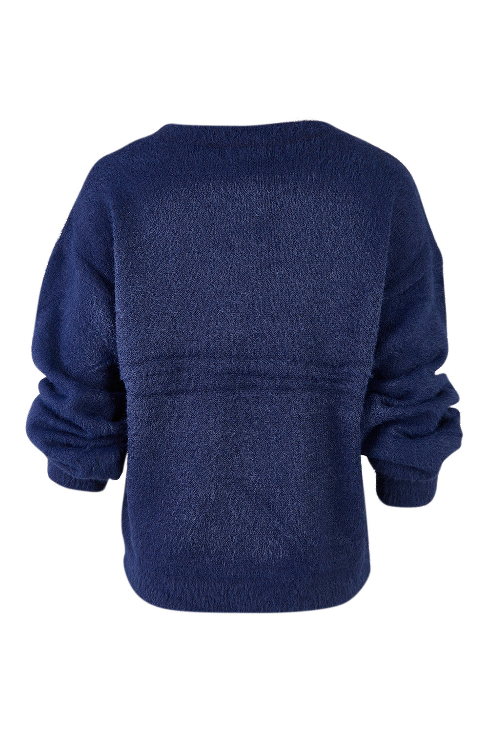 Product shot of the Heartscape Knit in colour Midnightb (Blue), from the back