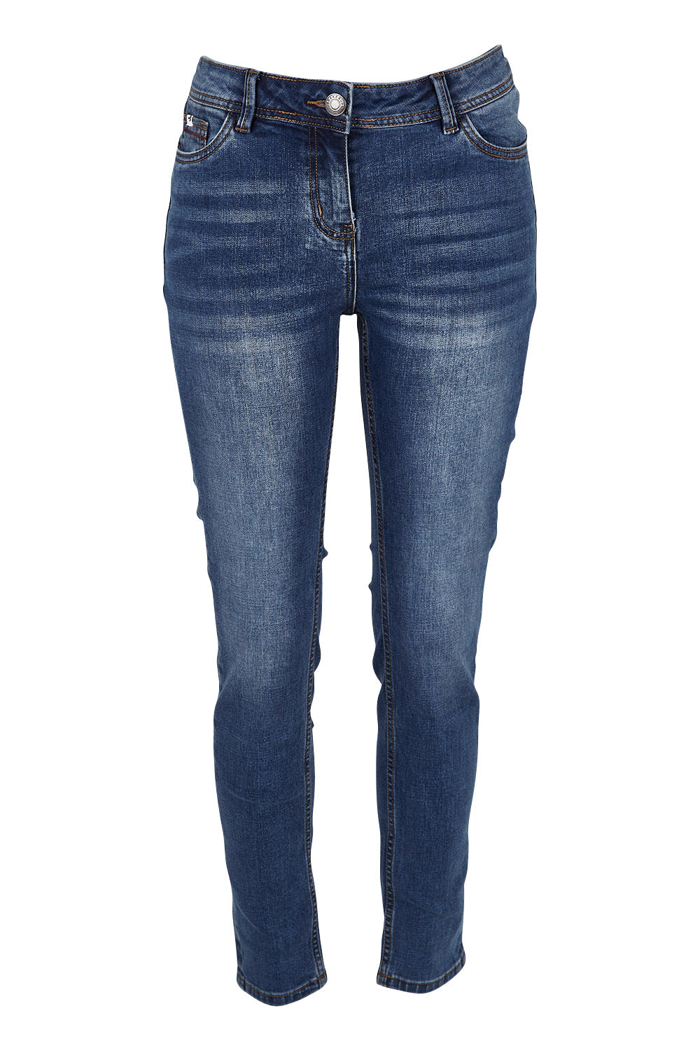 Product shot of the Skinny Jean in colour Blue (Blue), from the front