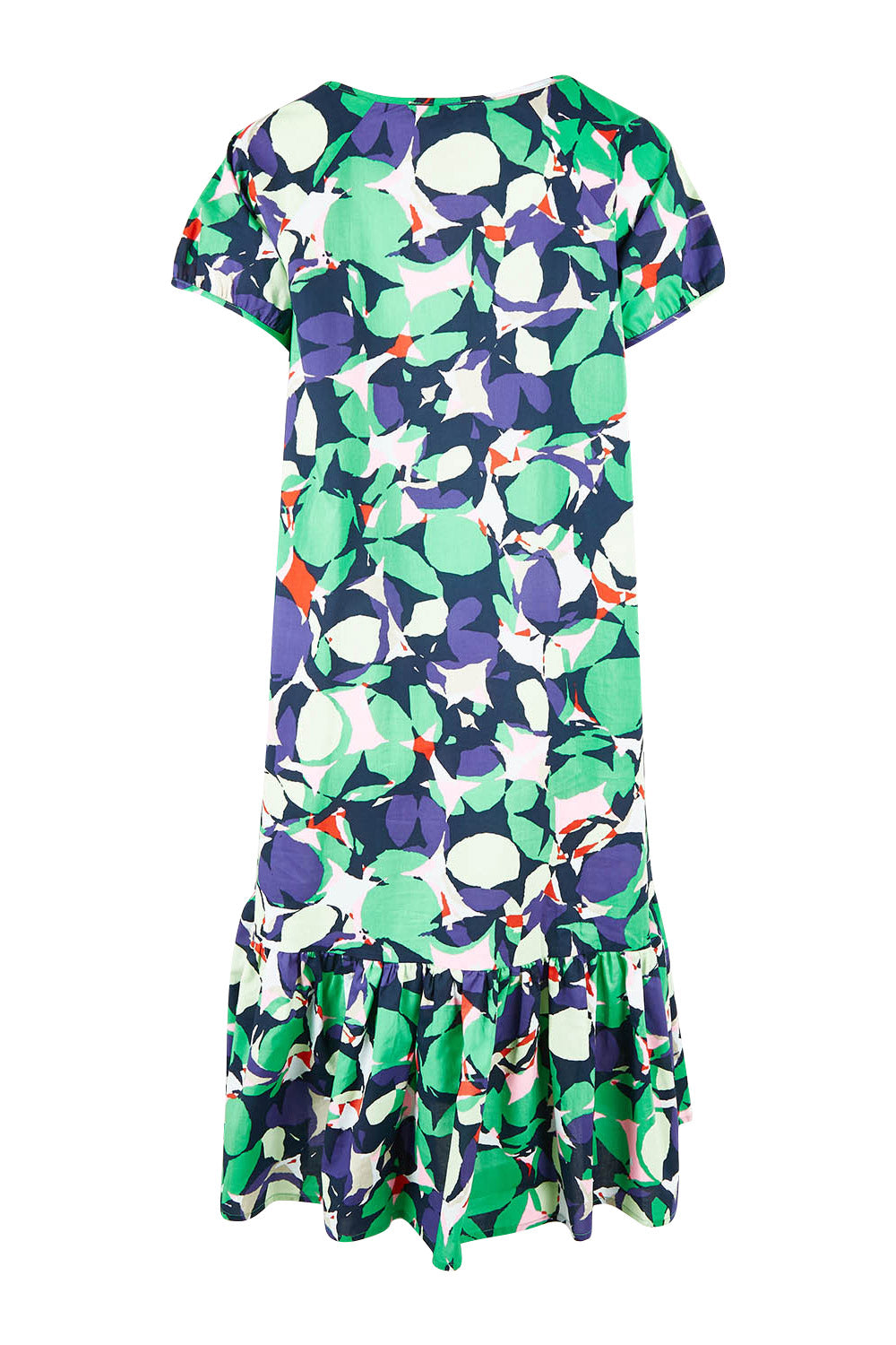 Product shot of the Edan Print Cotton Dress in colour Greenmulti (Green), from the back