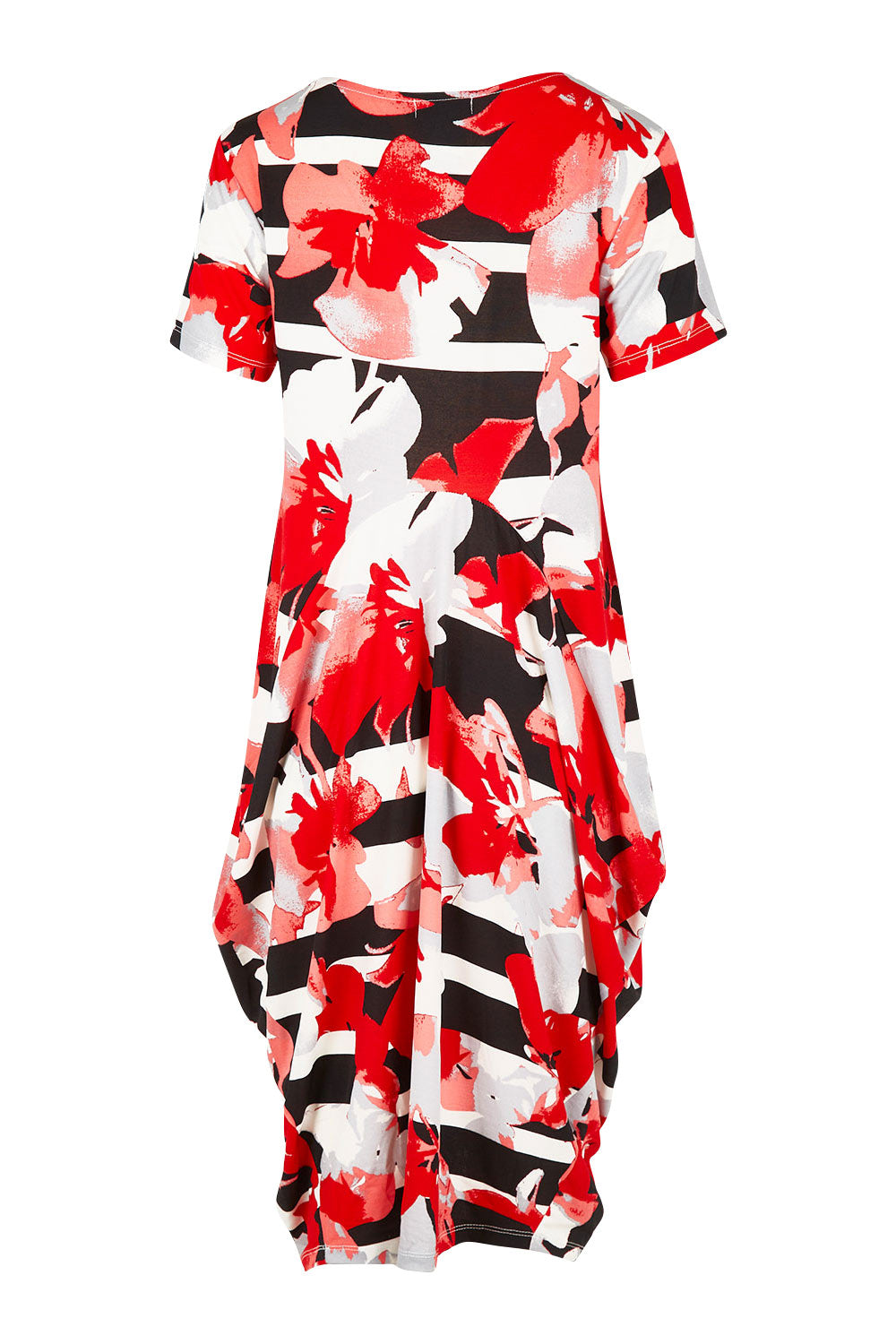 Product shot of the Cap Sleeve Bounce Dress in colour Red (Red), from the back