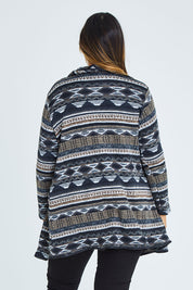 Model Palatina wearing size 16 of the Snuggle Cardy in colour Taupemault, from the back