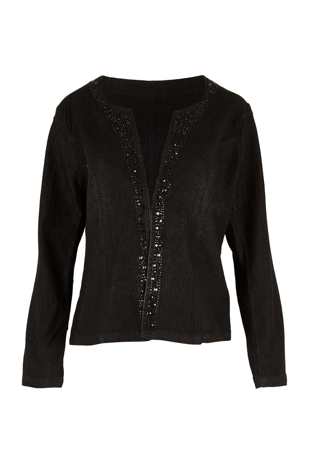 Product shot of the Luxe Ponte Jacket in colour Black (Black), from the front