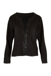 Product shot of the Luxe Ponte Jacket in colour Black (Black), from the front