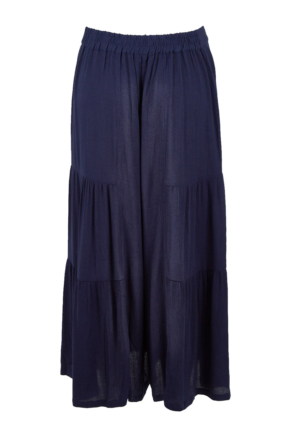 Product shot of the Gaucho Pant in colour Navy (Blue), from the back