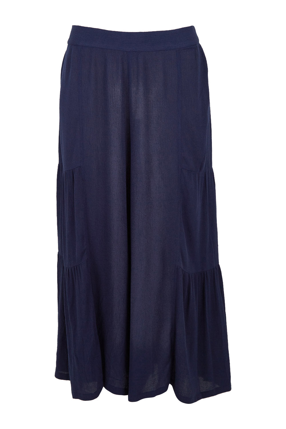 Product shot of the Gaucho Pant in colour Navy (Blue), from the front