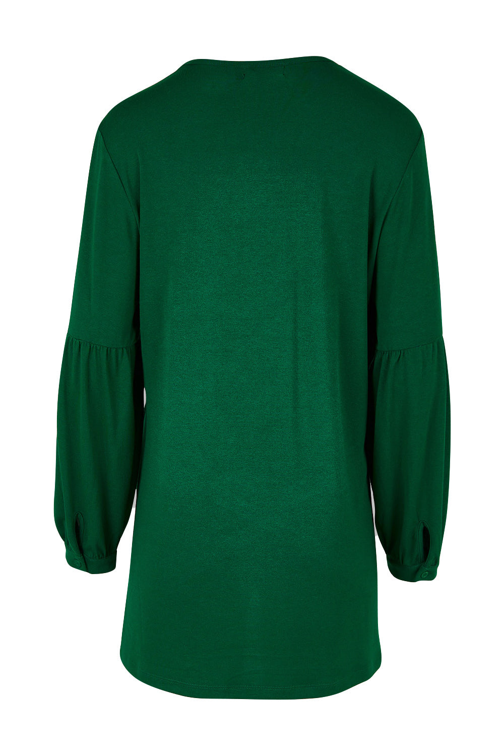 Product shot of the Preloved Hi Lo Knit Tunic in colour Emerald (Green), from the back