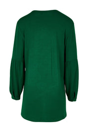 Product shot of the Preloved Hi Lo Knit Tunic in colour Emerald (Green), from the back