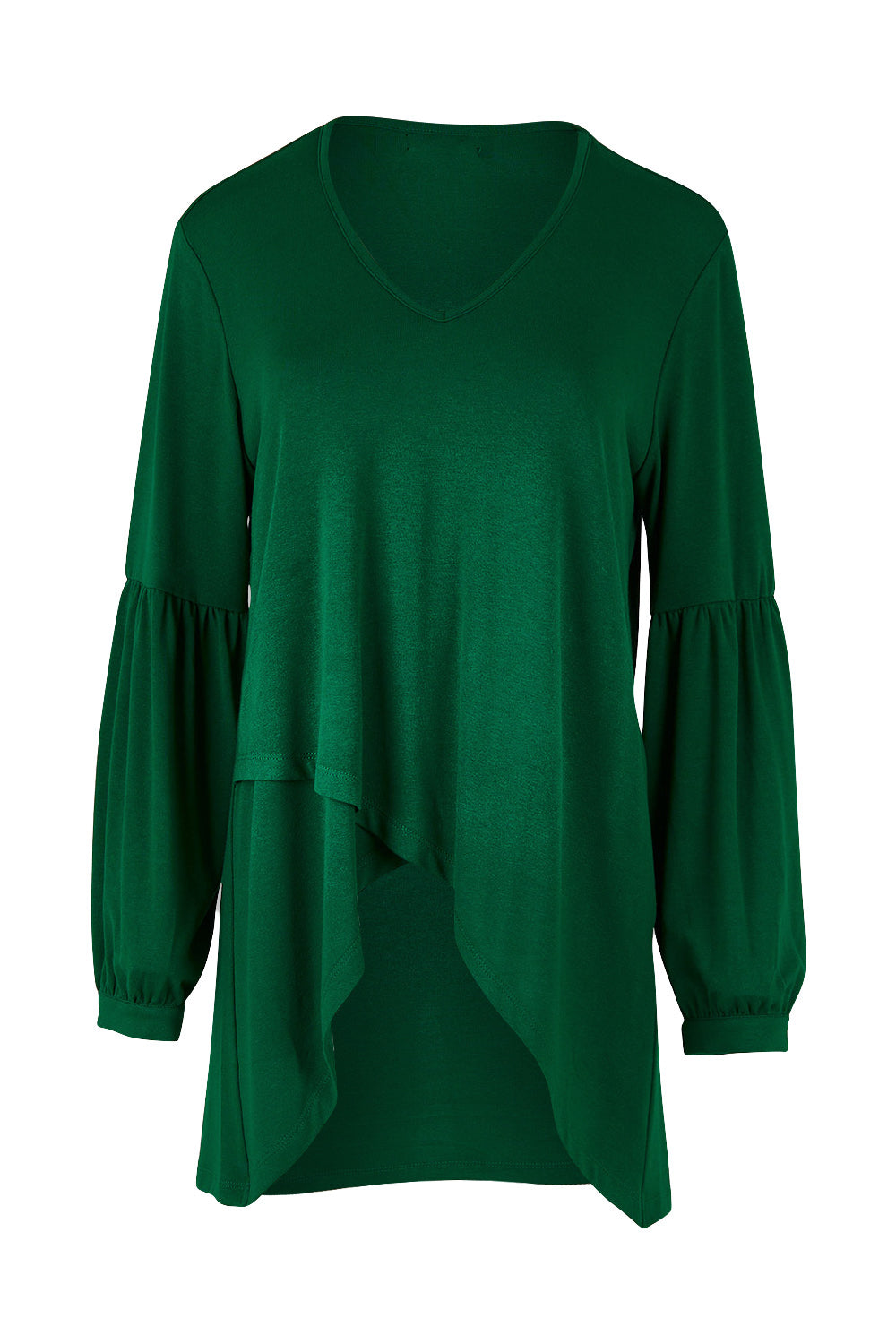Product shot of the Preloved Hi Lo Knit Tunic in colour Emerald (Green), from the front