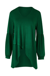 Product shot of the Preloved Hi Lo Knit Tunic in colour Emerald (Green), from the front