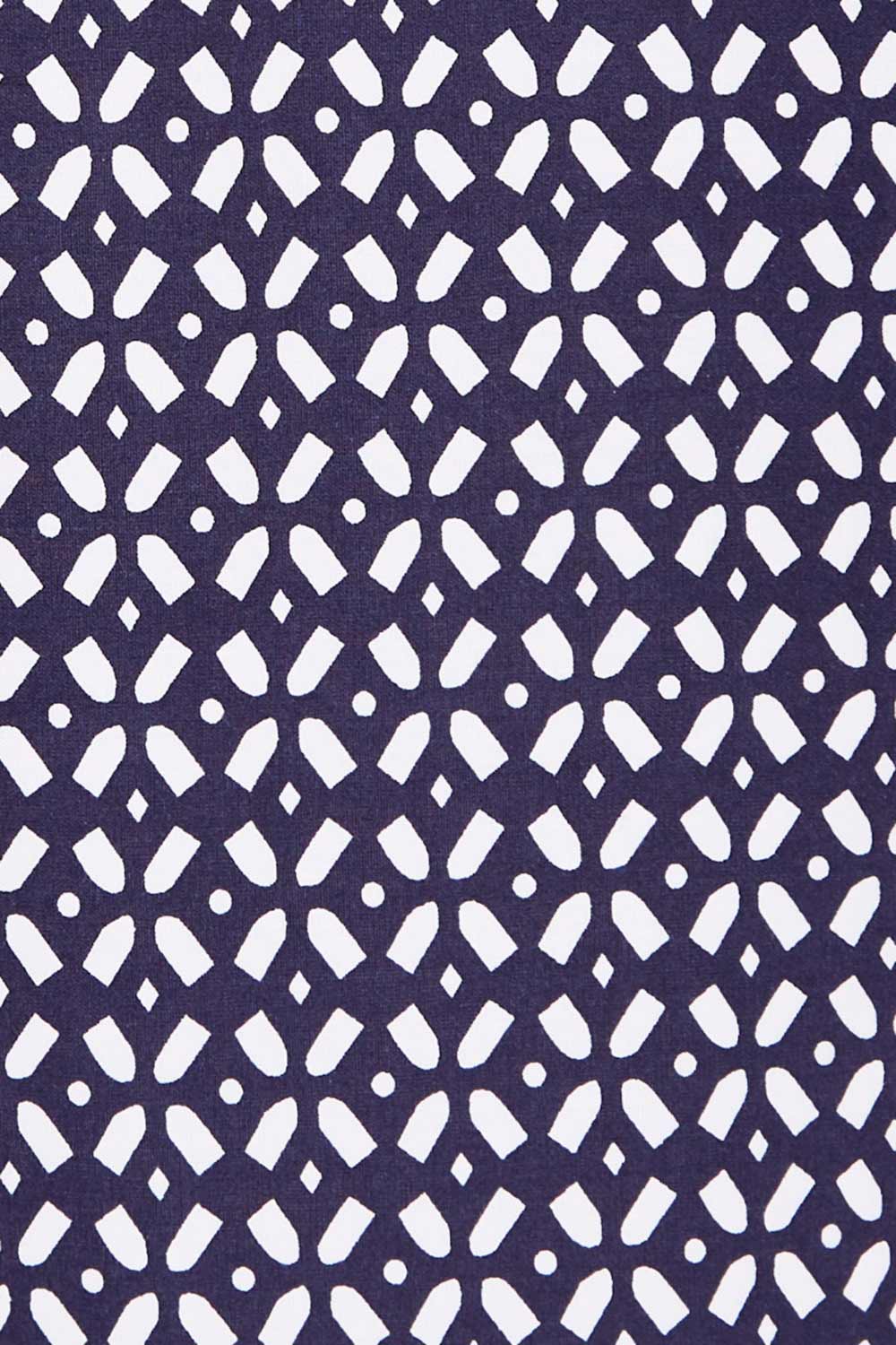 Product shot of the Sun Dress in colour Navyprint (Blue), detail