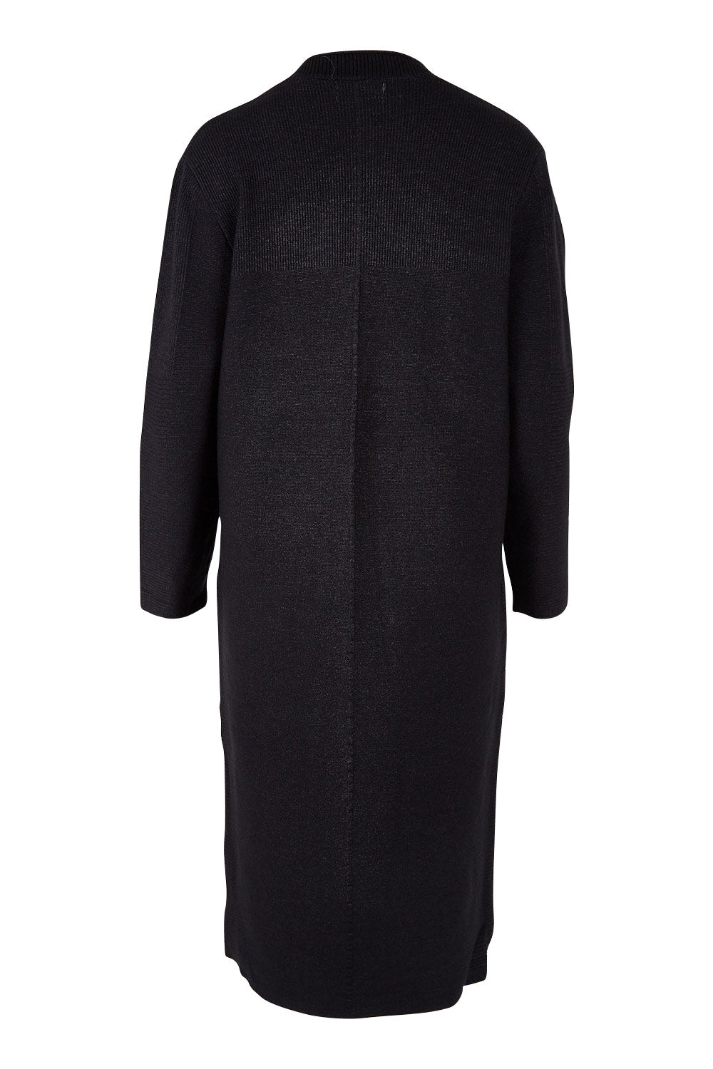 Product shot of the Relaxed Rib Cardigan in colour Black (Black), from the back