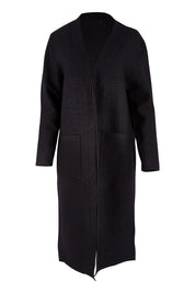 Product shot of the Relaxed Rib Cardigan in colour Black (Black), from the front