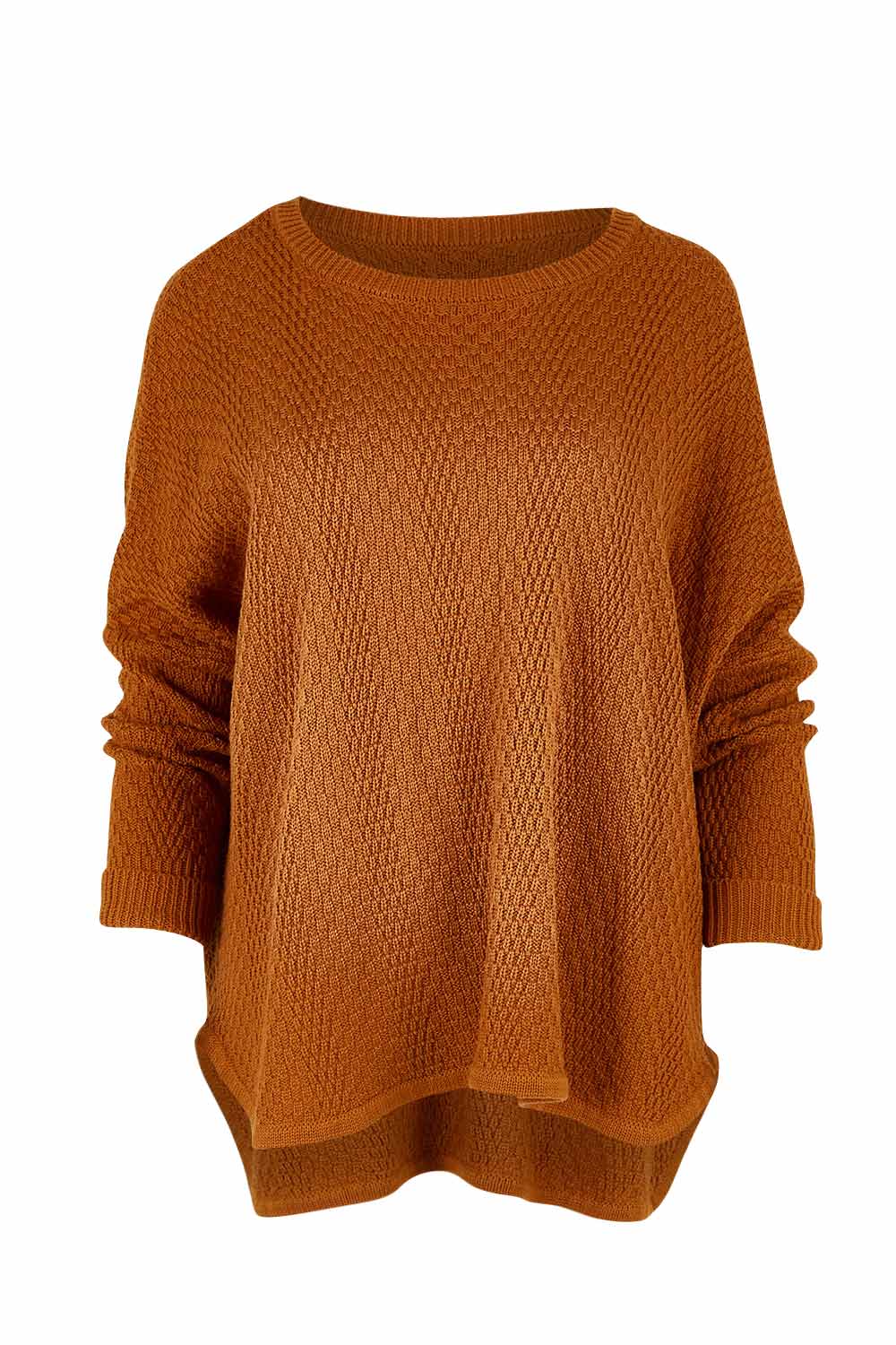 Product shot of the Lucerne Knit in colour Caramel, from the front