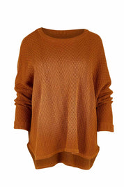 Product shot of the Lucerne Knit in colour Caramel, from the front