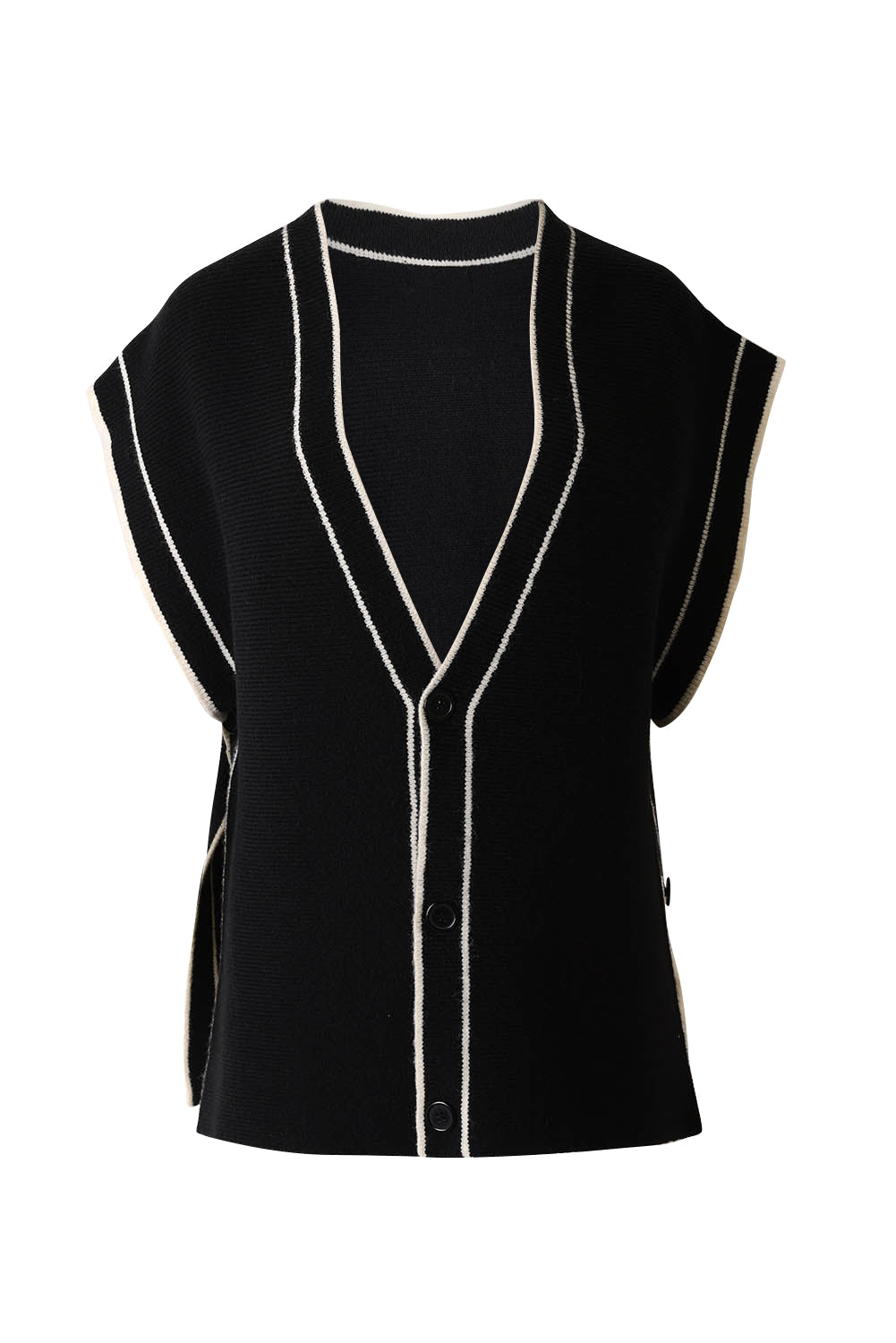 Product shot of the Avino Knit Vest in colour Black (Black), from the front