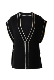 Product shot of the Avino Knit Vest in colour Black (Black), from the front