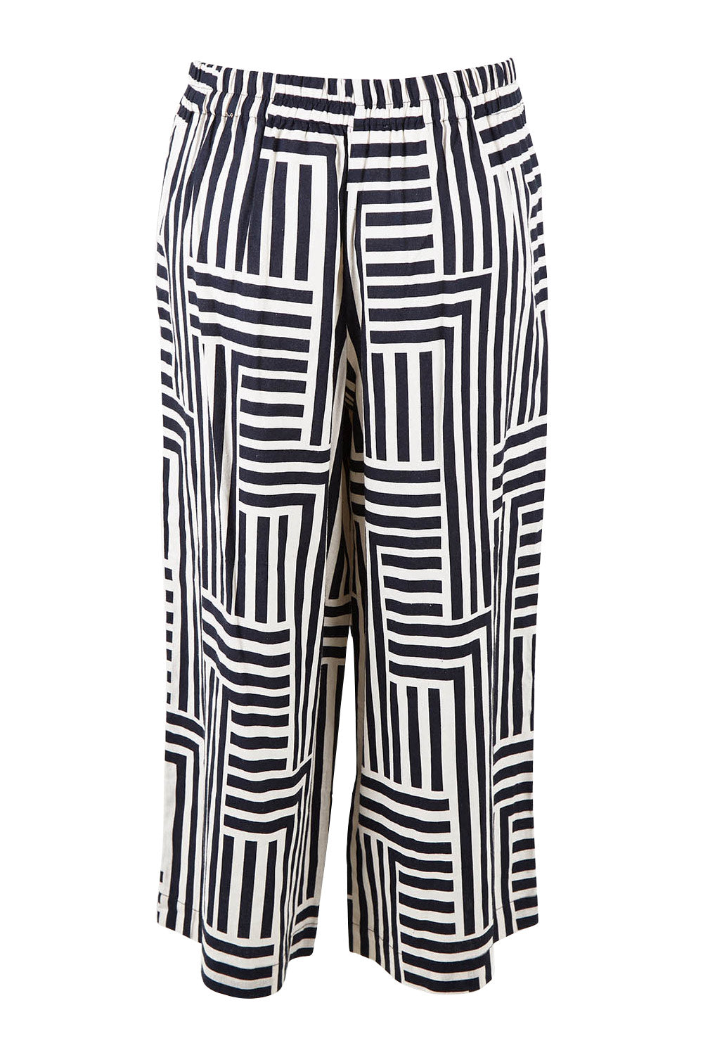 Product shot of the Bauhaus Pant in colour Navyoat (Blue), from the back