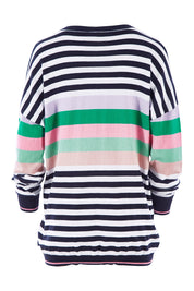 Product shot of the Passion Stripe Knit in colour Stripe (White), from the back
