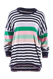 Product shot of the Passion Stripe Knit in colour Stripe (White), from the front