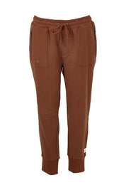Product shot of the Fundamentals Cosy Track Pant in colour Choc, from the front