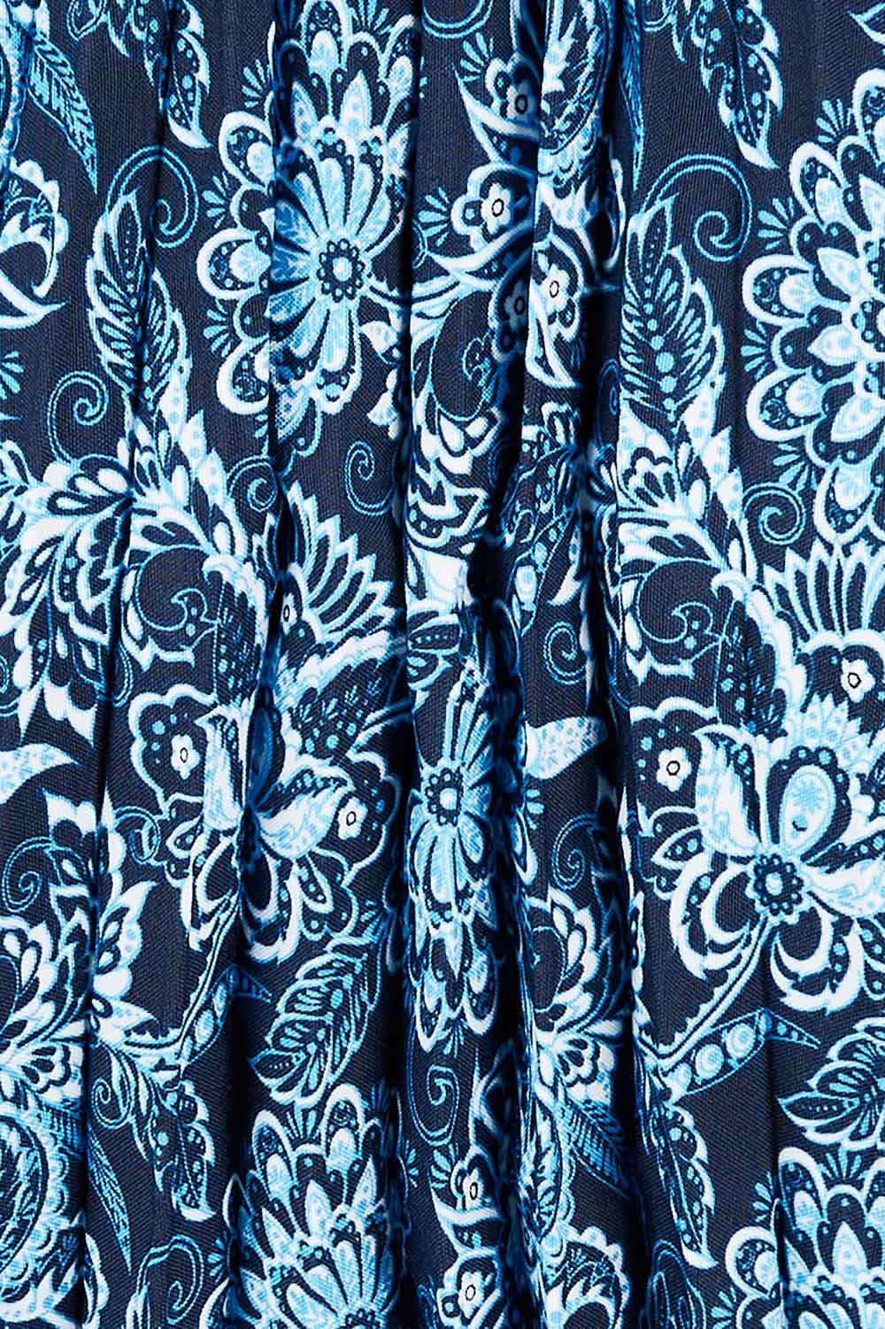 Product shot of the Tilli Pleated Skirt in colour Indiflower (Blue), detail