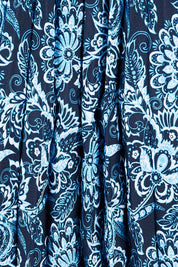 Product shot of the Tilli Pleated Skirt in colour Indiflower (Blue), detail