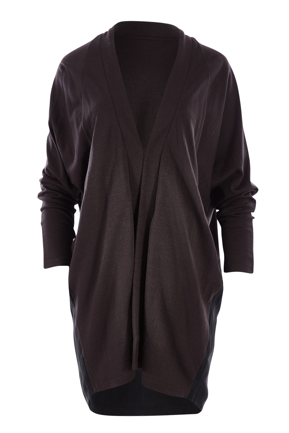 Product shot of The Break Out Cardi in colour Espressobl (Black), from the front