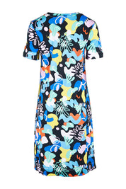 Product shot of the Here Comes Summer Dress in colour Memphis (Blue), from the back