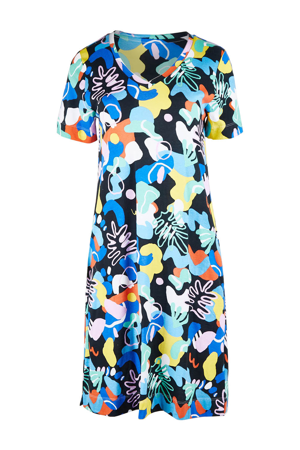 Product shot of the Here Comes Summer Dress in colour Memphis (Blue), from the front