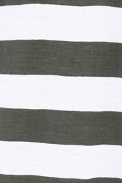 Product shot of the Elements Bayley Dress in colour Khakstripe (White), detail