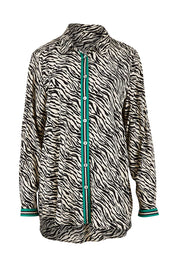 Product shot of the Animal Shirt With Green Trim in colour Emerald (Green), from the front