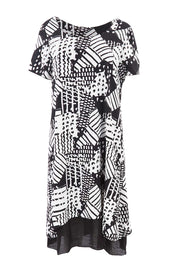 Product shot of the Patterned Dress in colour BlackWhite (Black), from the front