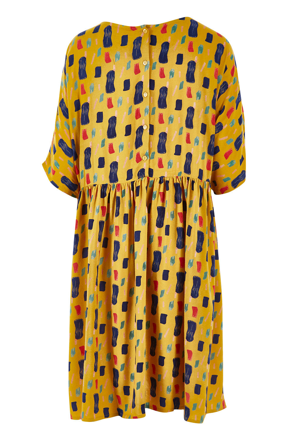 Product shot of the High Waist Relaxed Dress in colour Painting, from the back
