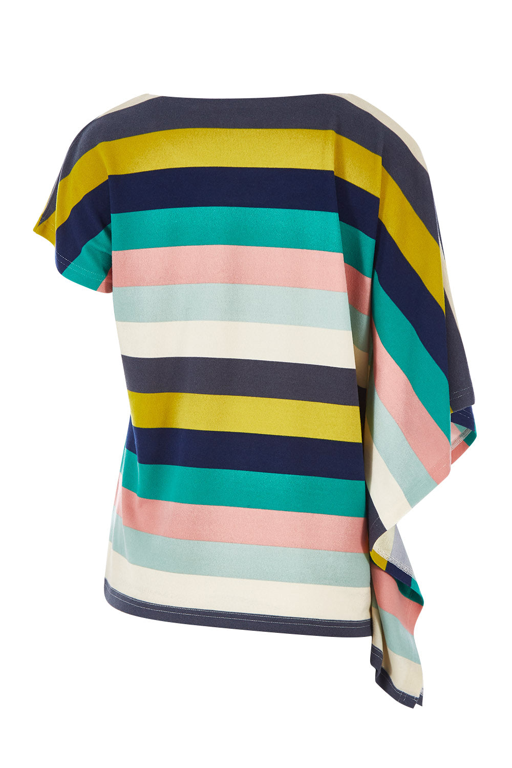 Product shot of the Oversized Printed Tunic in colour Rainbow (Blue), from the back
