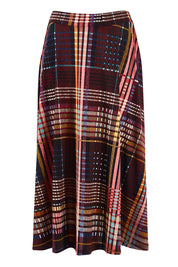 Product shot of the Calf Length Full Skirt in colour Checked (Black), from the front
