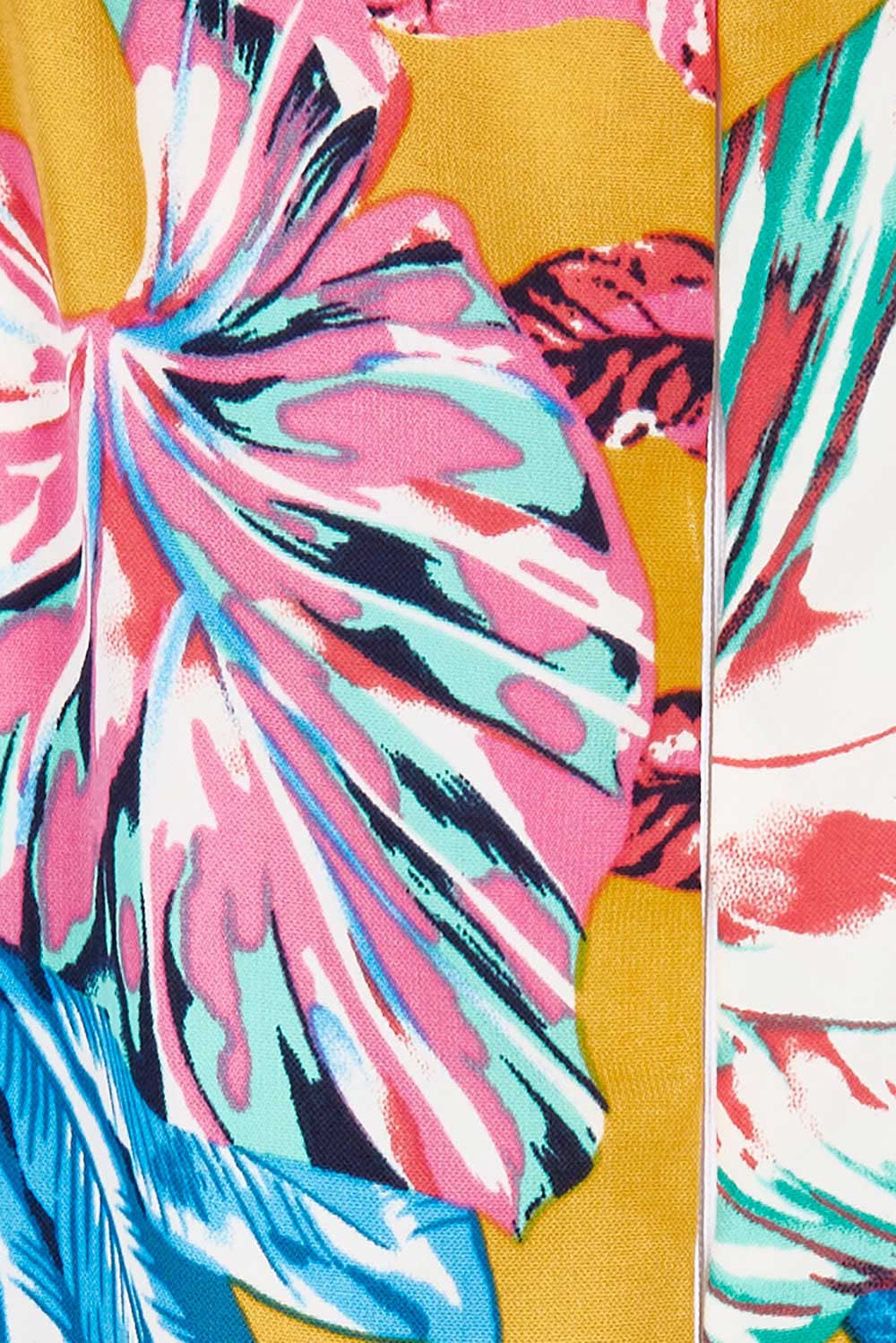 Product shot of the V Neck Gathered Sleeve Dress in colour Garden, detail