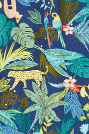 Product shot of the Printed Tunic in colour Jungle (Blue), detail