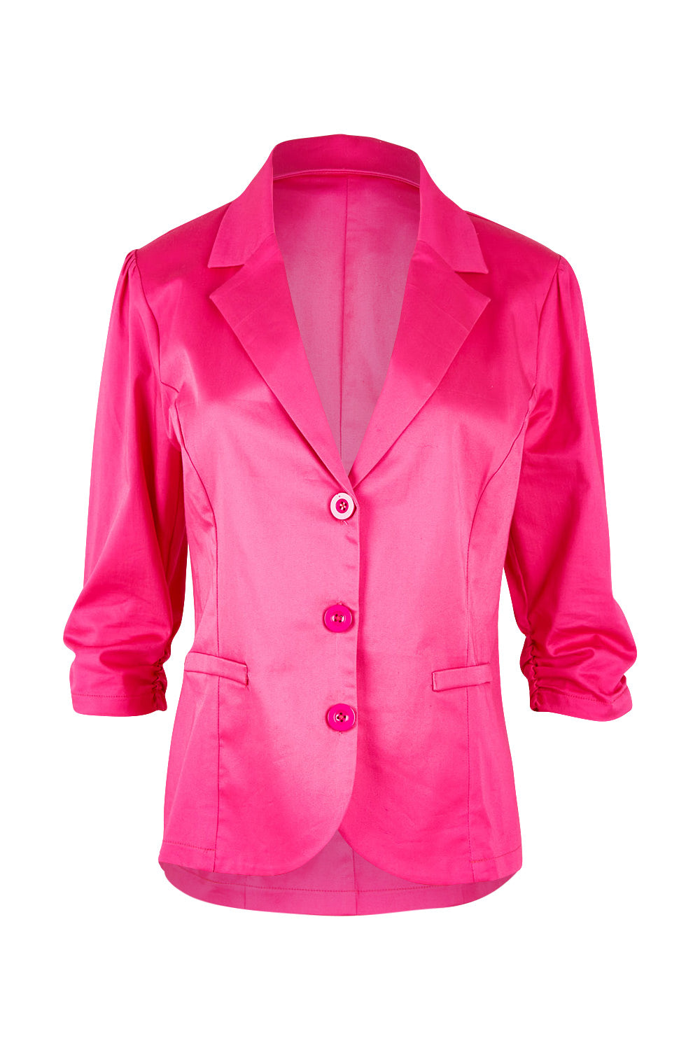 Product shot of the Buttoned Blazer in colour Hotpink (Pink), from the front