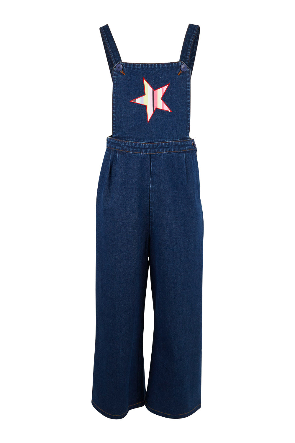 Product shot of the Star Overalls in colour Star (Blue), from the front