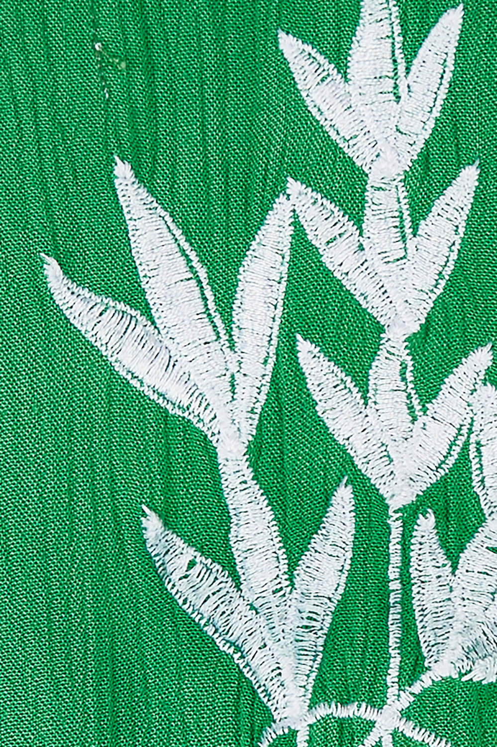 Product shot of the Embroidered Lace Detail Dress in colour Greenwhite (Green), detail