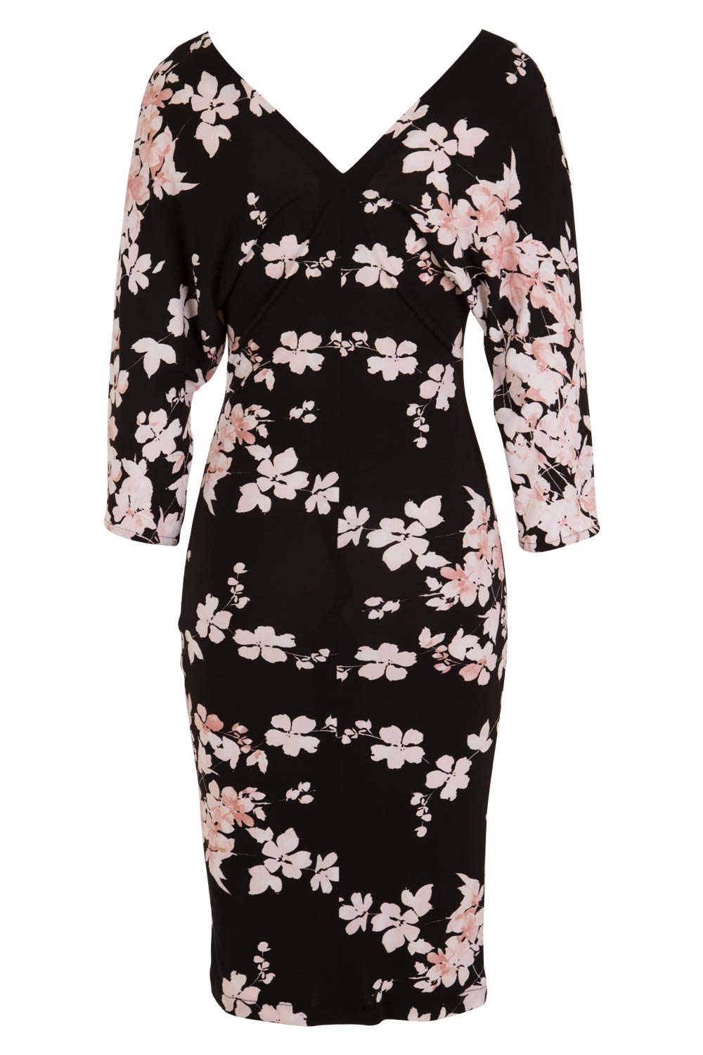 Product shot of the Kimbra Dress in colour Petal (Black), from the back